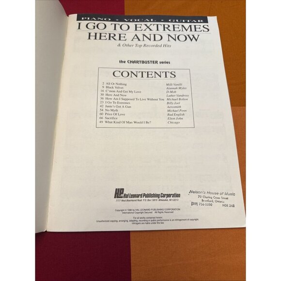 I Go To Extremes Here and Now Music songbook piano vocal guitar. 1990. Brand New - Picture 2 of 3